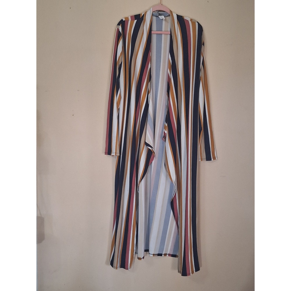 Vamp Multi Color Striped Open Front Duster Cardigan Womens Plus Size 3X USA Made